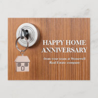 Happy Home Anniversary Real Estate Key in Door