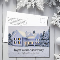 Happy Home Anniversary Winter Home Snow on Trees