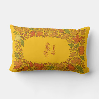 Happy home floral design lumbar pillow