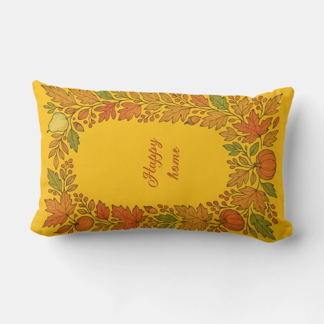 Happy home floral design lumbar pillow (Back)