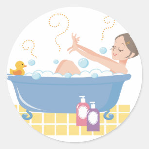 Happy Home Spa Day - woman in bath tub Classic Round Sticker