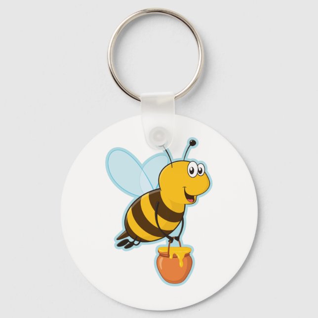 Happy Honey Bee & Honey Pot Keychain (Front)