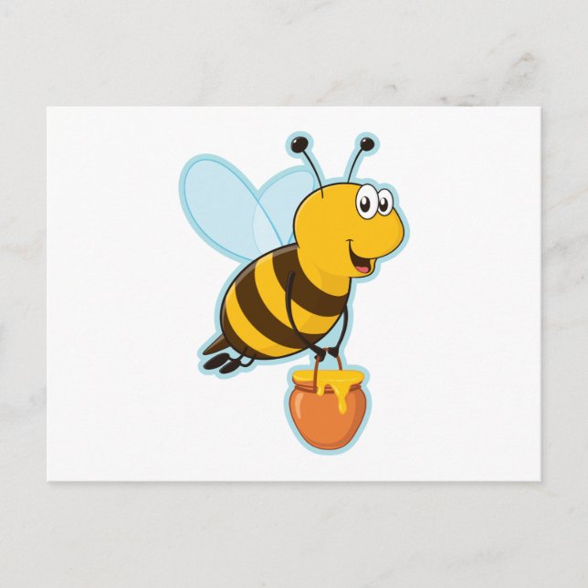 Happy Honey Bee & Honey Pot Postcard (Front)
