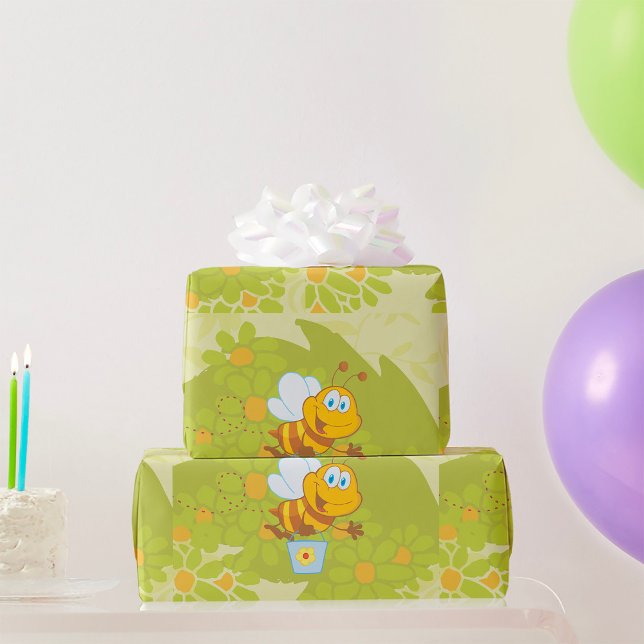 Happy Honey Bee Wrapping Paper (Creator Uploaded)