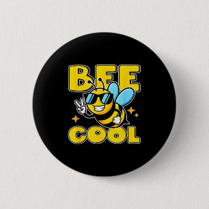 Happy honeybee character fun peace sign cute bee 2 inch round button