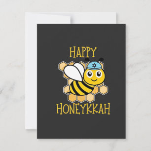 Happy Honeykkah Honey Bee Hanukkah Jewish Card