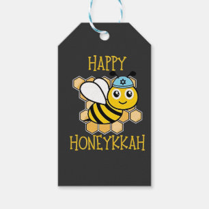 Happy Honeykkah Honey Bee Hanukkah Jewish  Gift Tags