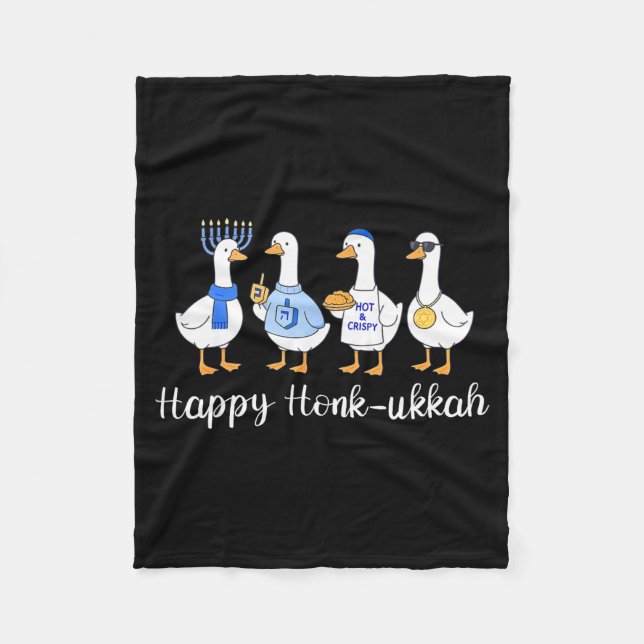 Happy Honkukkah Hanukkah Funny Chanukah Jewish Fes Fleece Blanket (Front)