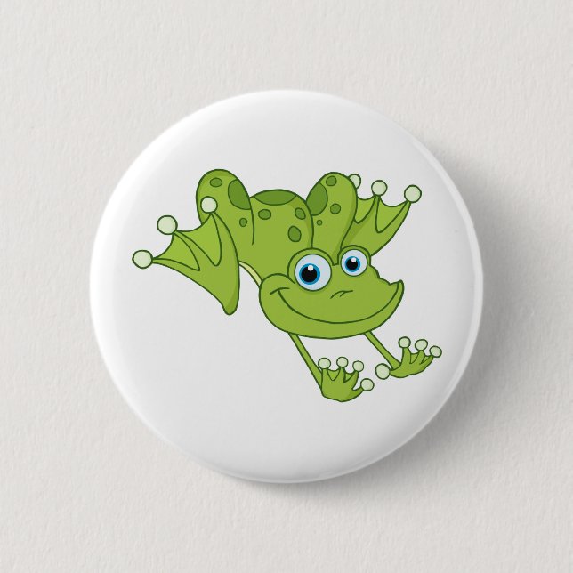 Happy Hopping Frog 2 Inch Round Button (Front)
