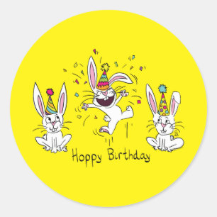 Happy Hoppy Birthday Bunny Rabbits Stickers
