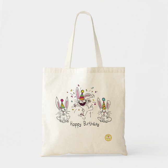 Happy Hoppy Birthday Bunny Rabbits Tote Bag (Front)