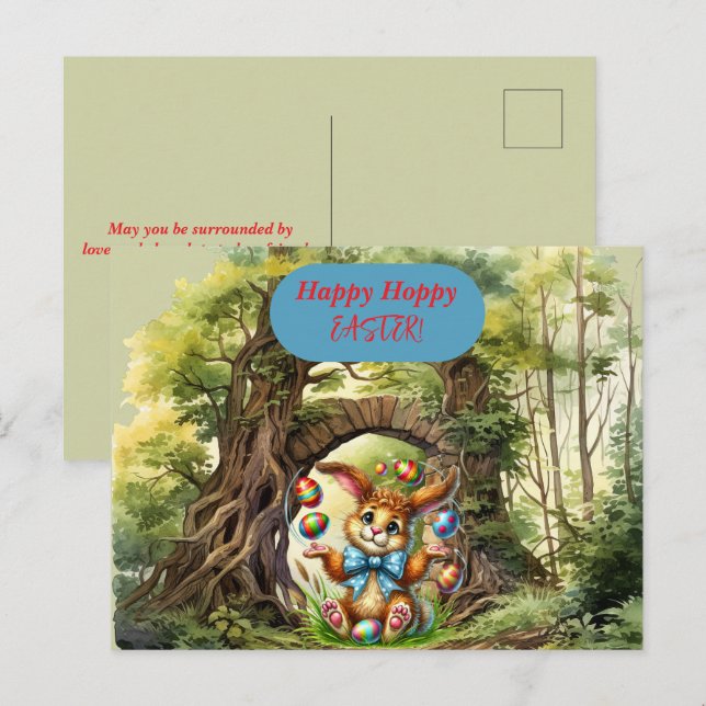 Happy Hoppy Easter Rabbit Eggs  Postcard (Front/Back)