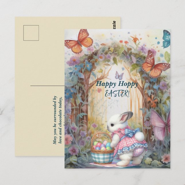 Happy Hoppy Easter Rabbit Eggs  Postcard (Front/Back)