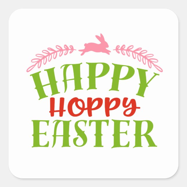 Happy Hoppy Easter word art Square Sticker (Front)
