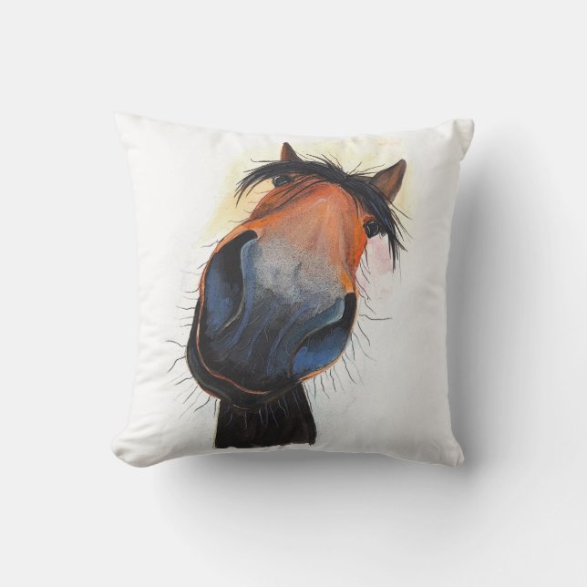 Happy Horse ' Happy Dave ' Throw Pillow Cushion (Front)