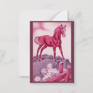 happy horse in pink card