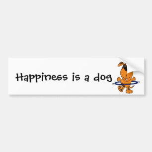 Happy Hound Dog Playing Hula Hoop Bumper Sticker
