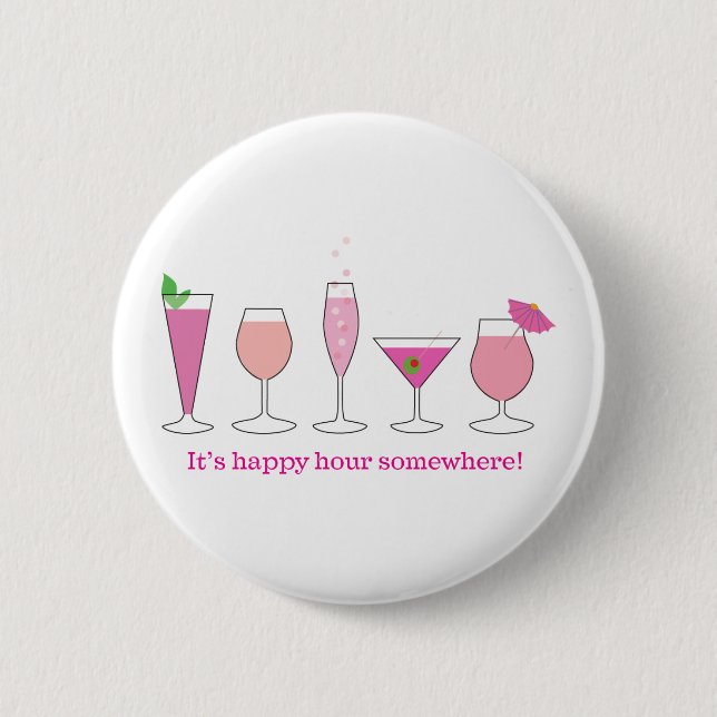happy hour 2 inch round button (Front)