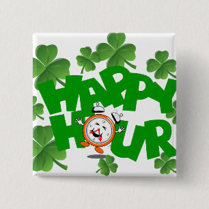 Happy hour 2 inch square button