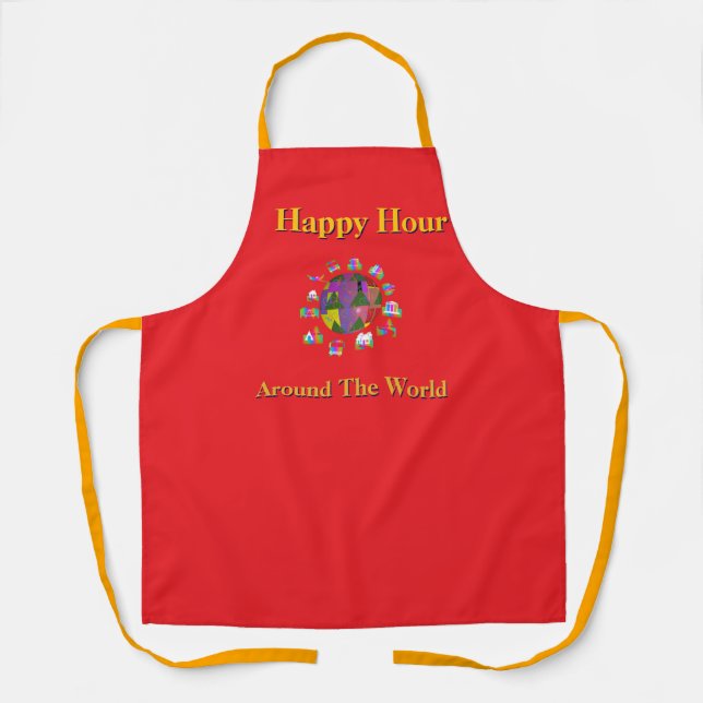 Happy Hour Around The World Red Apron (Front)
