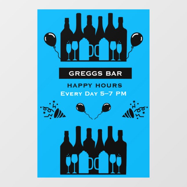 Happy Hour Bar And Pub Window Cling (Sheet)