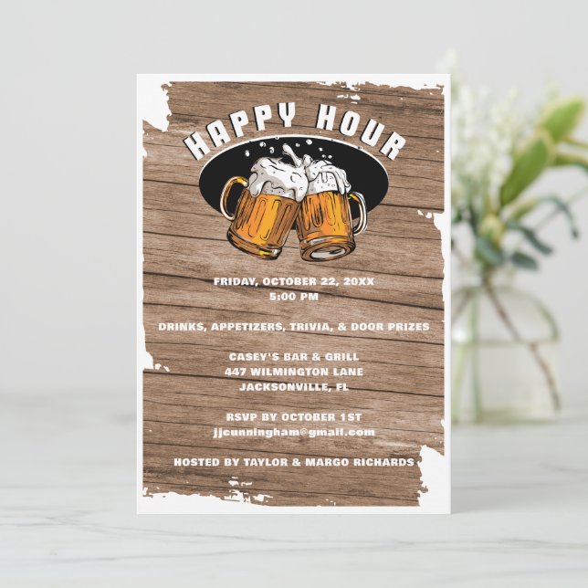 Happy Hour Beer Mugs Invitation (Debout devant)