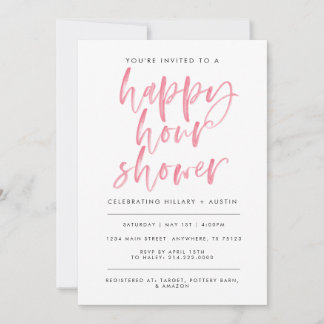 HAPPY HOUR BRIDAL SHOWER - CORAL INVITATION