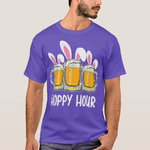 Happy Hour Bunny Ear Beer Lover Funny Easter Holid T-Shirt