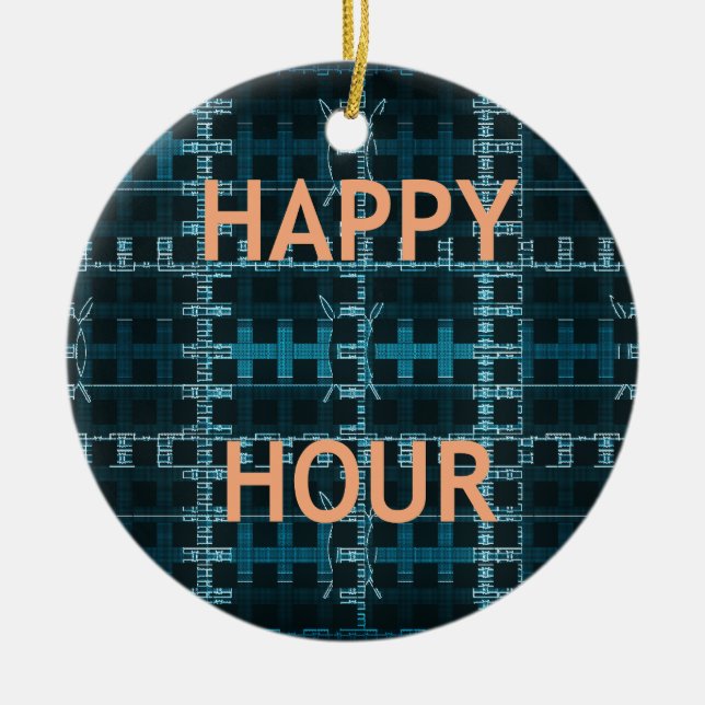 Happy Hour Ceramic Ornament (Front)
