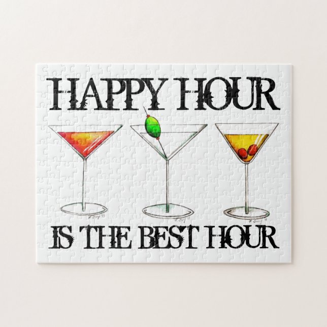 Happy Hour Cocktails Cosmo Martini Manhattan Drink Jigsaw Puzzle (Horizontal)