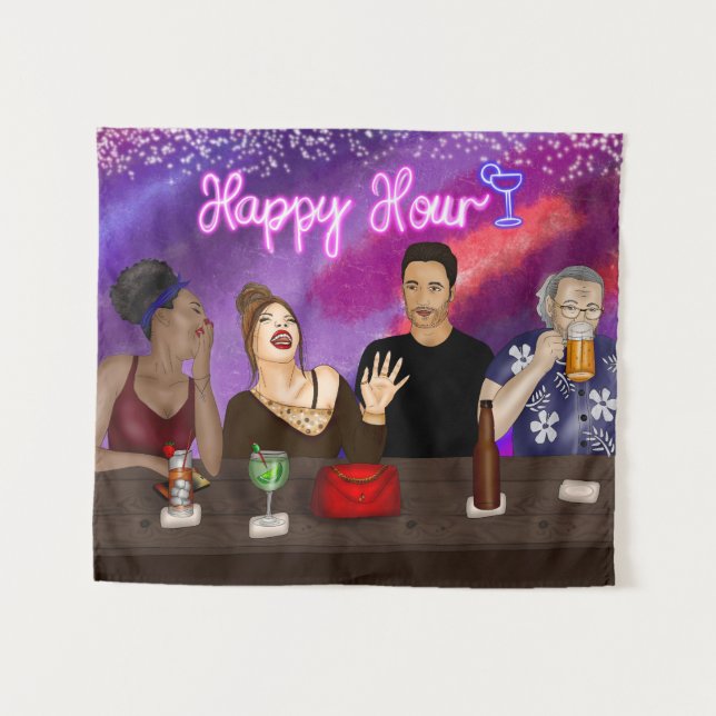 Happy Hour | Digital Art Tapestry (Front (Horizontal))