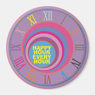 Happy Hour Every Hour Roman Numeral Clock Colourfu Magnet