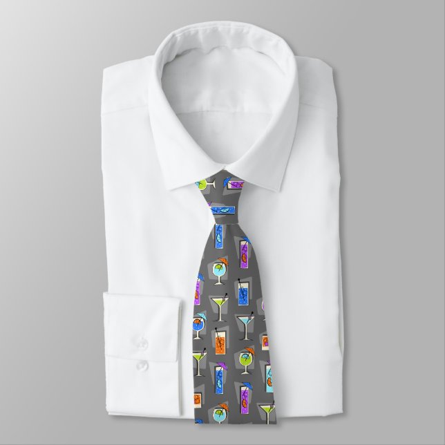 Happy Hour Fifties Cocktail Grey Tie (Tied)