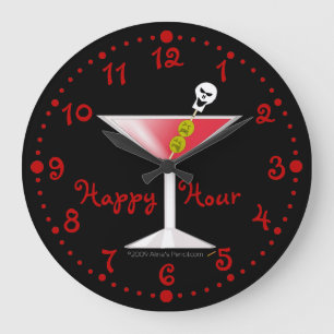 Happy Hour Funny Bloody Martini Clock w/ Minutes