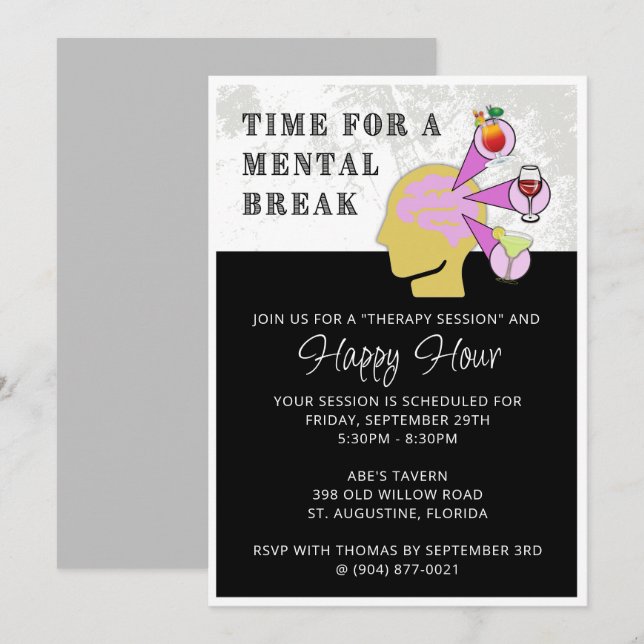 Happy Hour Invitation | Mental Break  (Front/Back)