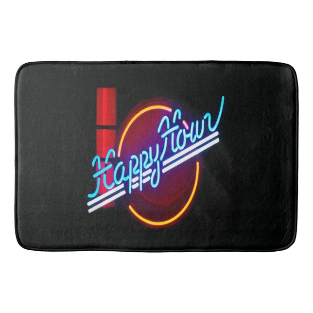 Happy Hour Neon Sign Bath Mat (Front)