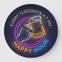 Happy Hour Neon Signs Style Text Beer Stain