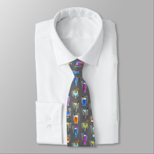 Happy Hour Retro Hawaiian Tropical Drinks Two-side Tie