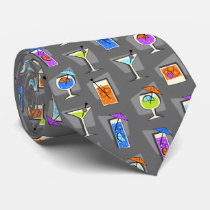 Happy Hour Retro Hawaiian Tropical Drinks Two-side Tie