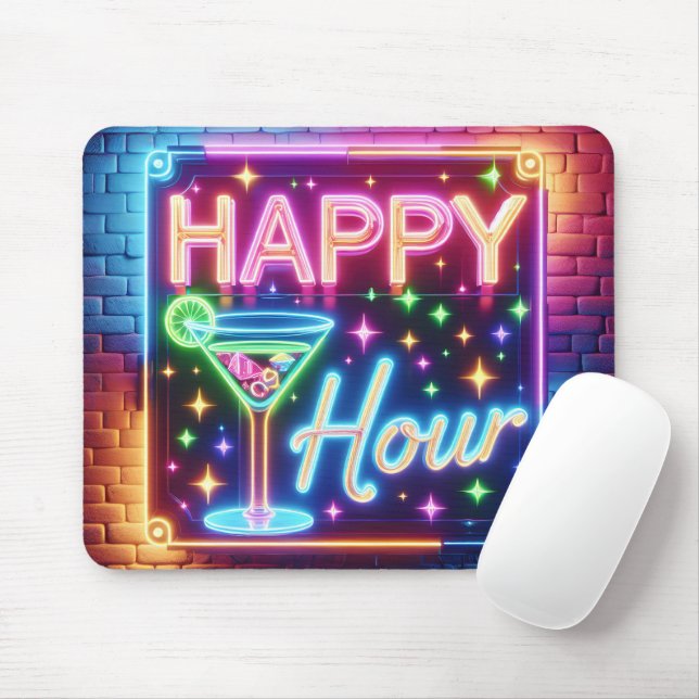Happy Hour Sign On Rainbow Brick Mouse Pad (With Mouse)