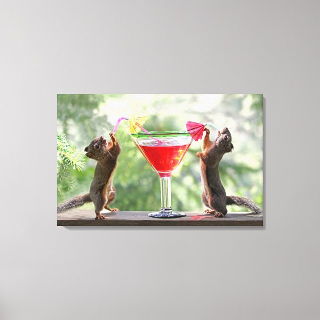 Happy Hour Squirrels Canvas Print (Front)