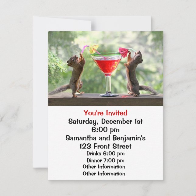 Happy Hour Squirrels Invitation (Front)