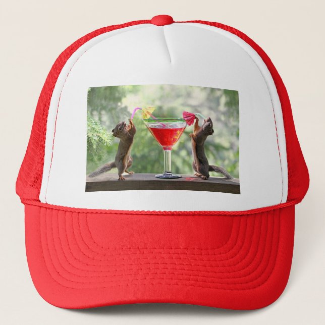 Happy Hour Squirrels Trucker Hat (Front)