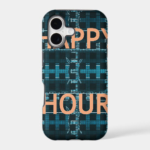 Happy Hour Text Blue Vector Art Print