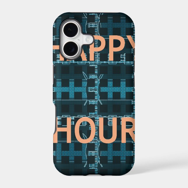Happy Hour Text Blue Vector Art Print (Back)