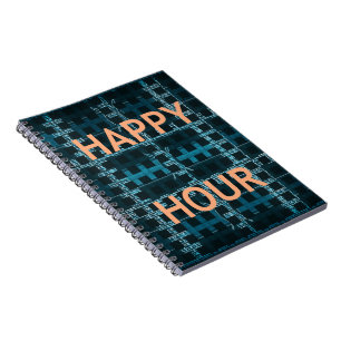 Happy Hour Text Blue Vector Art Print Notebook