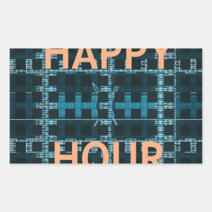 Happy Hour Text Blue Vector Art Print Sticker