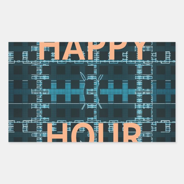 Happy Hour Text Blue Vector Art Print Sticker (Front)