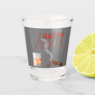 Happy Hour with Bourbon and Cigar  Shot Glass