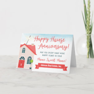Happy House Anniversary From Realtor Thank You Car Card